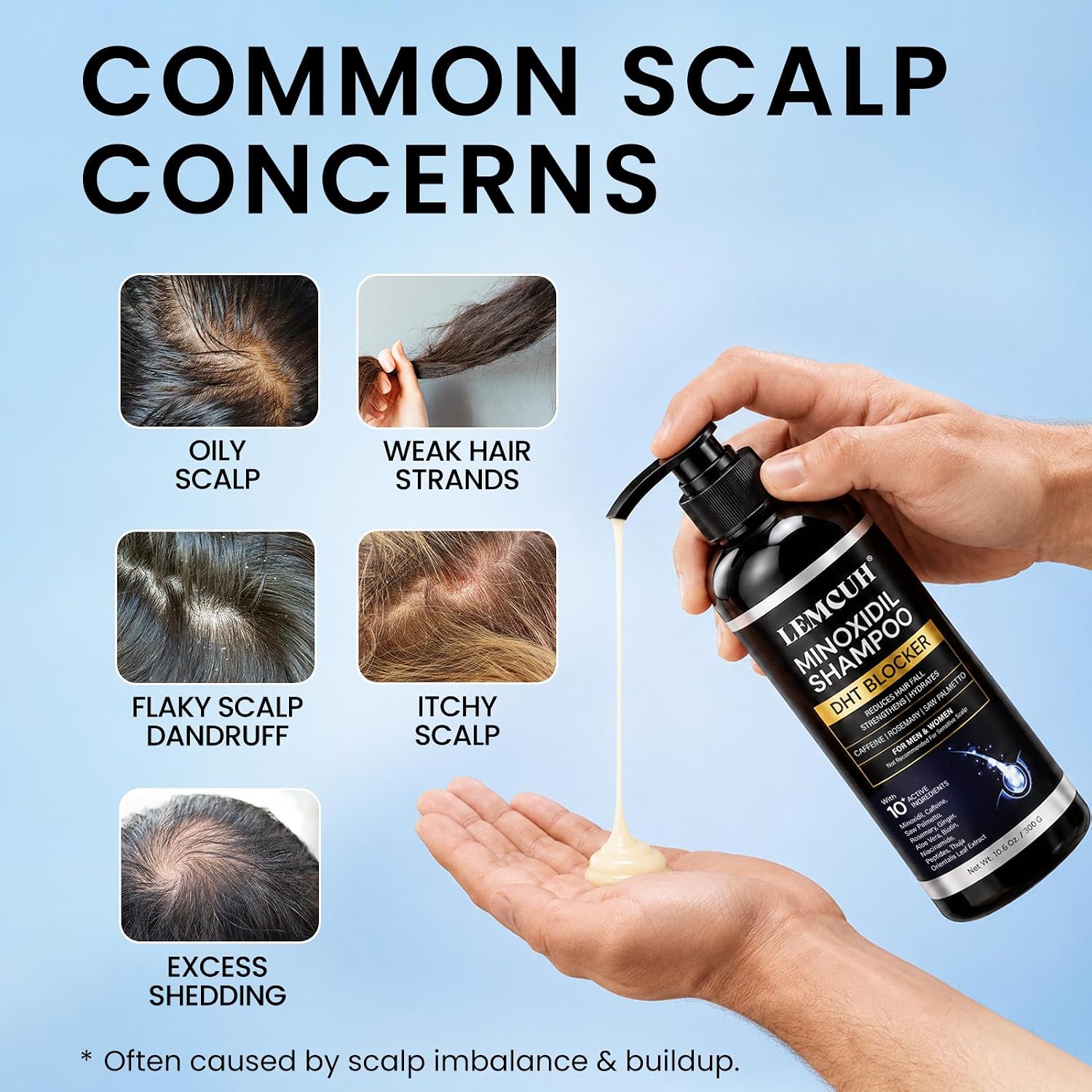 Minoxidil Shampoo and Conditioner Set for Hair Growth – DHT Blocker Shampoo Conditioner Enriched with Biotin, Saw Palmetto & Ginger – Supports Thicker, Fuller Hair, Scalp Care Formula For Men Women