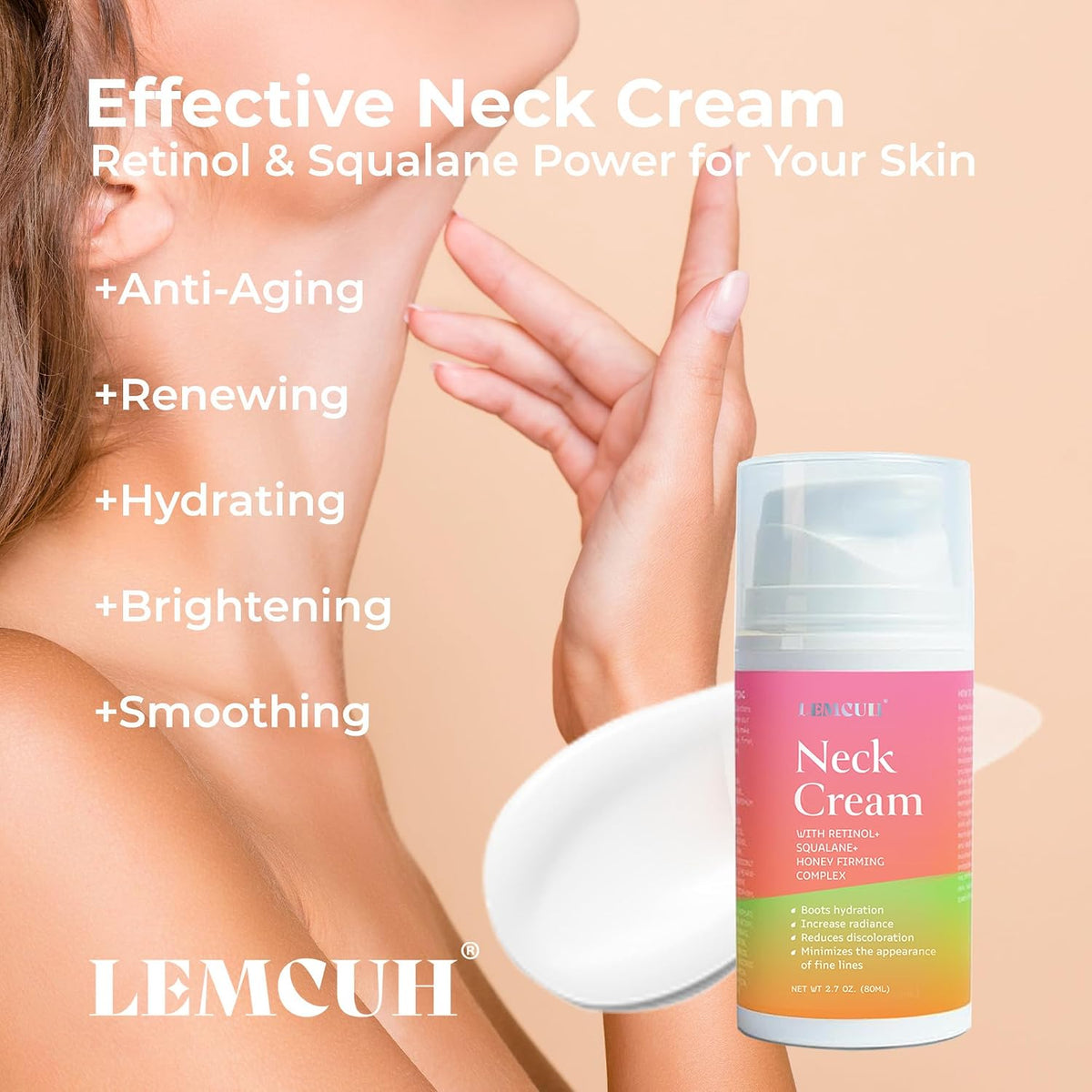Retinol Neck Firming Tightening Cream: Neck Firming Cream for Women - Retinol Tightening Skin Creams - Anti Wrinkle Aging for Neck & Décolleté