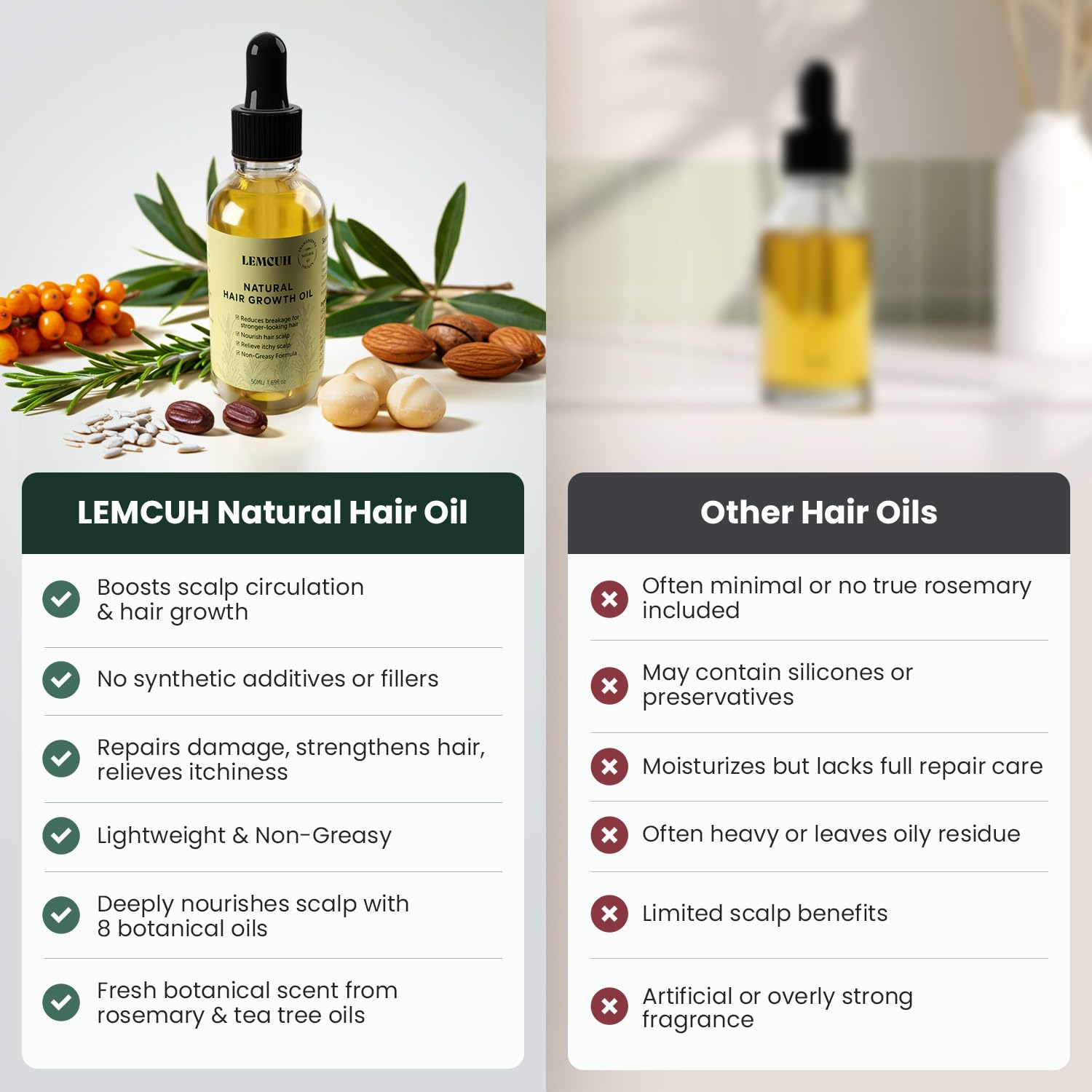 Natural Hair Oil and Rosemaey & Biotin Hair Growth Shampoo