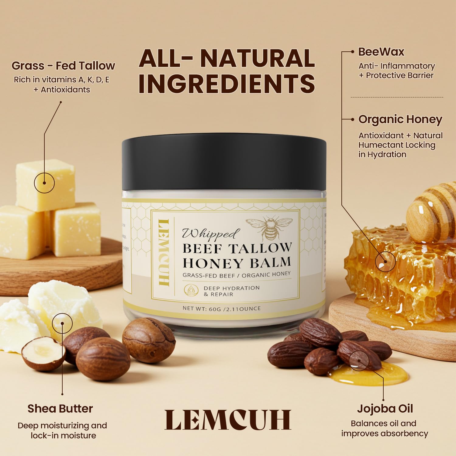 Beef Tallow Honey Balm