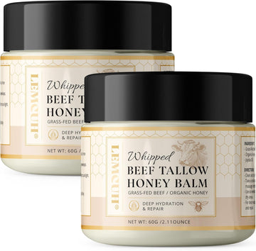 100% Grass Fed Whipped Beef Tallow Face Cream with Raw Honey, Jojoba Oil & Vitamin E - Moisturizer for Dry, Eczema & Sensitive Skin (120g)