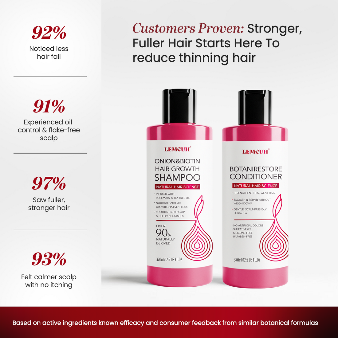 Hair Growth Shampoo and Conditioner Set – Onion Biotin Shampoo and Conditioner for Hair Loss – Rosemary Tea Tree To Support Thickening and Volumizing Hair and Nourishing the Scalp for Women Men