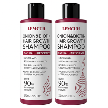 Rosemary Shampoo with Onion & Biotin - Volumizing & Thickening Formula for Hair Regrowth - Scalp Care with Tea Tree & Ginger (2 PACK)